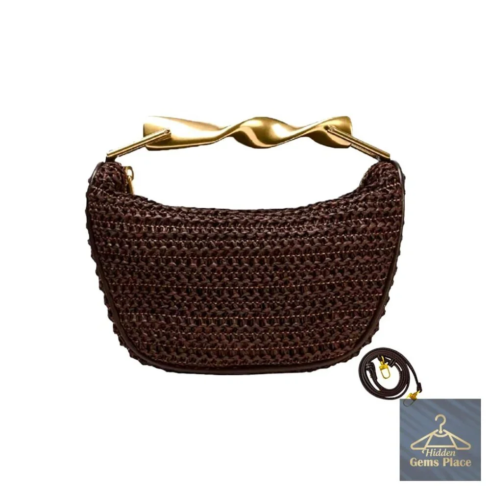Mini Straw Crossbody Bag with 2 Straps Summer Satchel Purse Woven - Picture 1 of 7